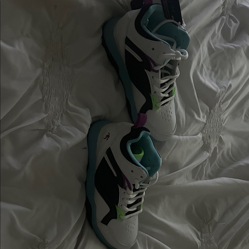 And1 White and Black Sneakers with Purple and Teal Accents